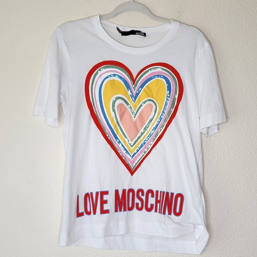 Love Moschino Heart Logo Graphic Tee 6 - Picture 2 of 6